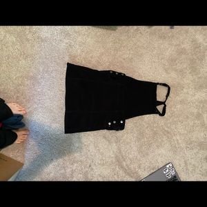 black overall dress